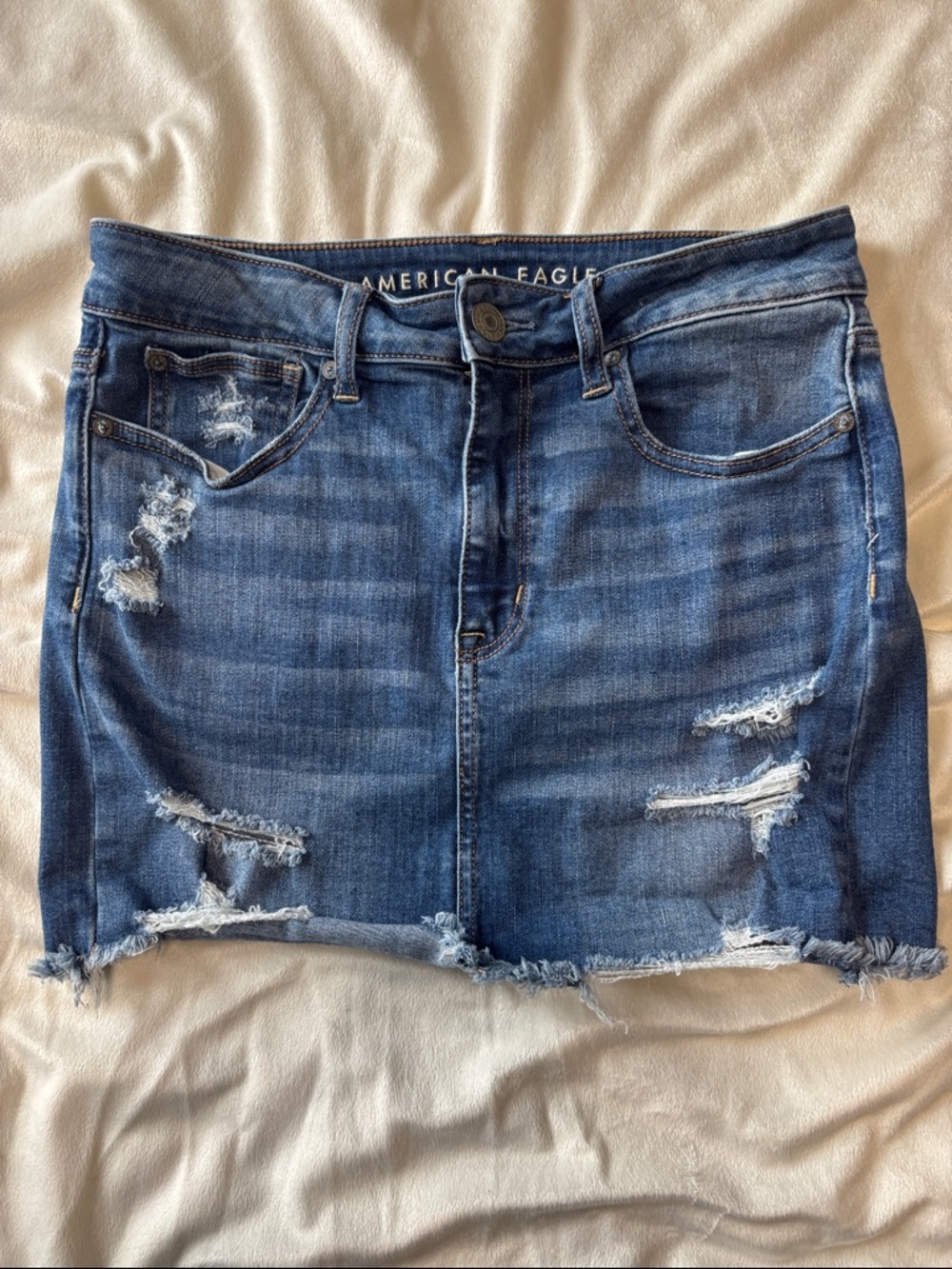 American Eagle Outfitters Mid Wash Denim Skirt - Blue